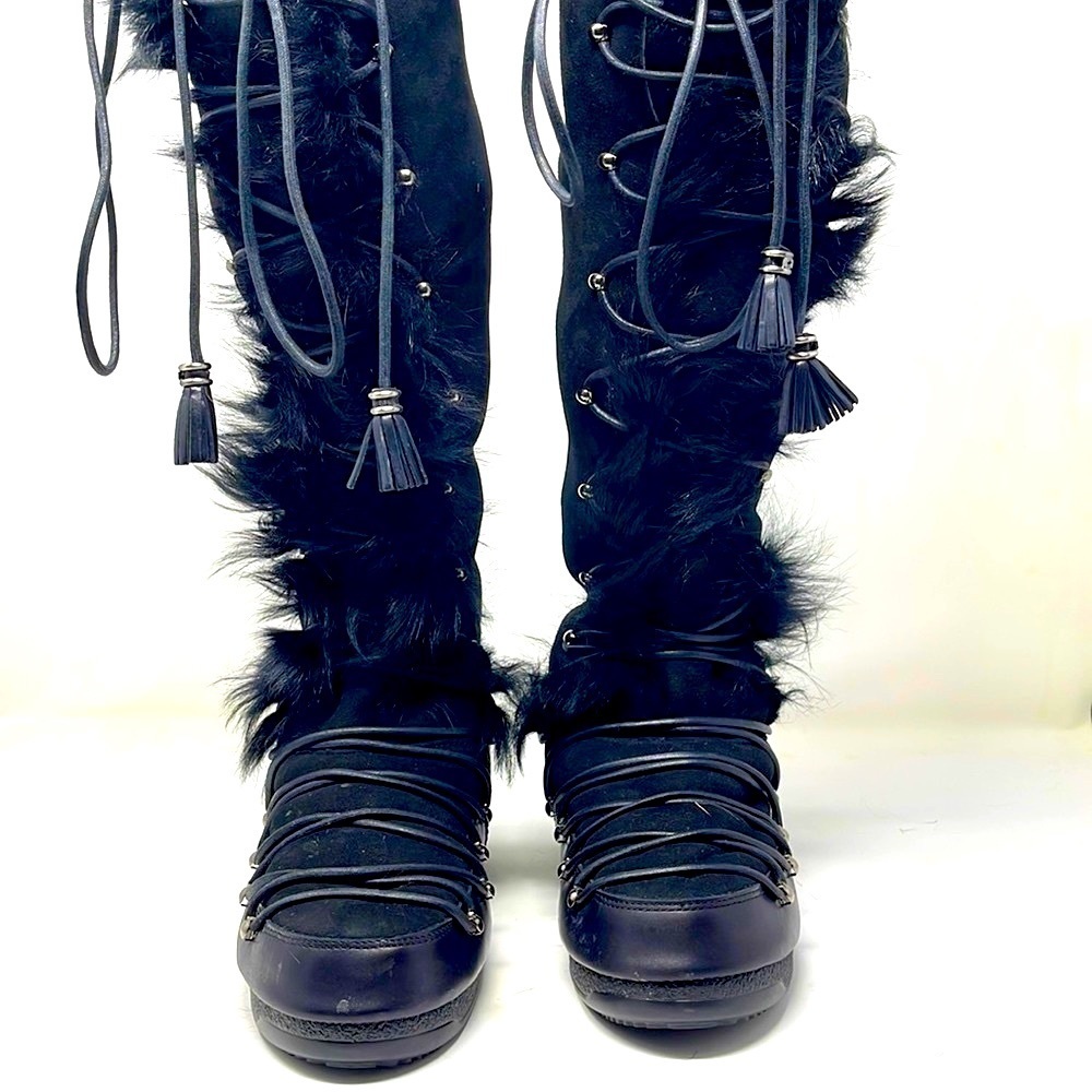 Emilio Pucci Black Shearling Winter Boots - Picture 1 of 11